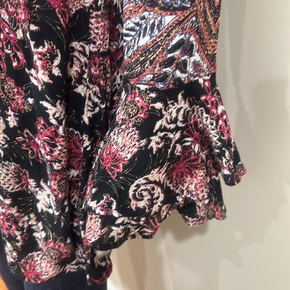 Free People Lady Luck Printed Tunic High Neck Bell Sleeve Tie Dress Sz XSmall XS - Picture 4 of 7